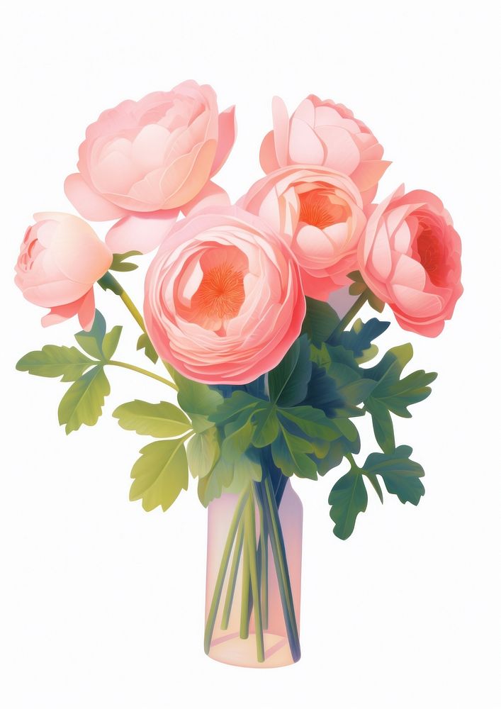 A rose flower bouquet painting plant vase.