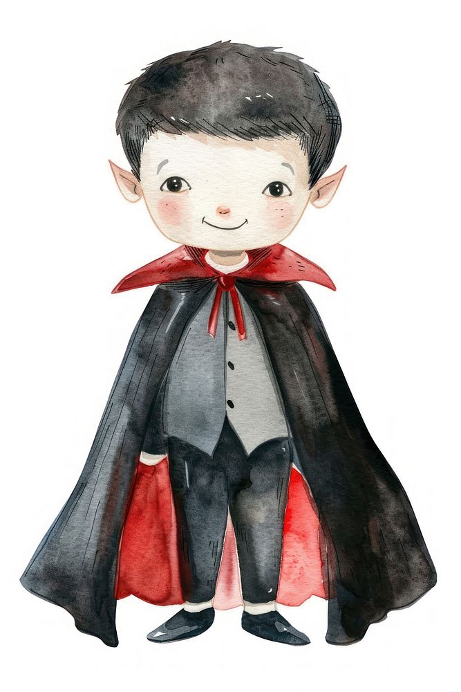 Young Dracula toy white background representation.