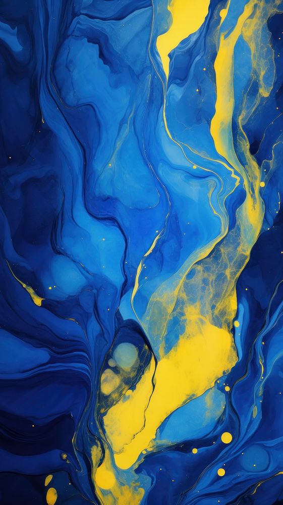 Neon marble wallpaper blue painting yellow.