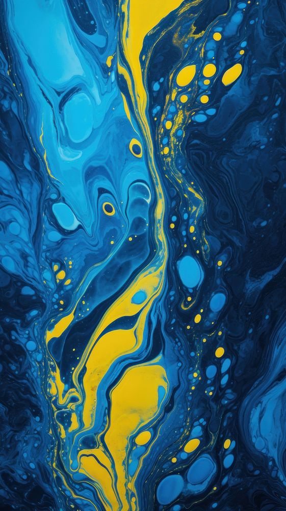 Neon marble wallpaper painting yellow blue.