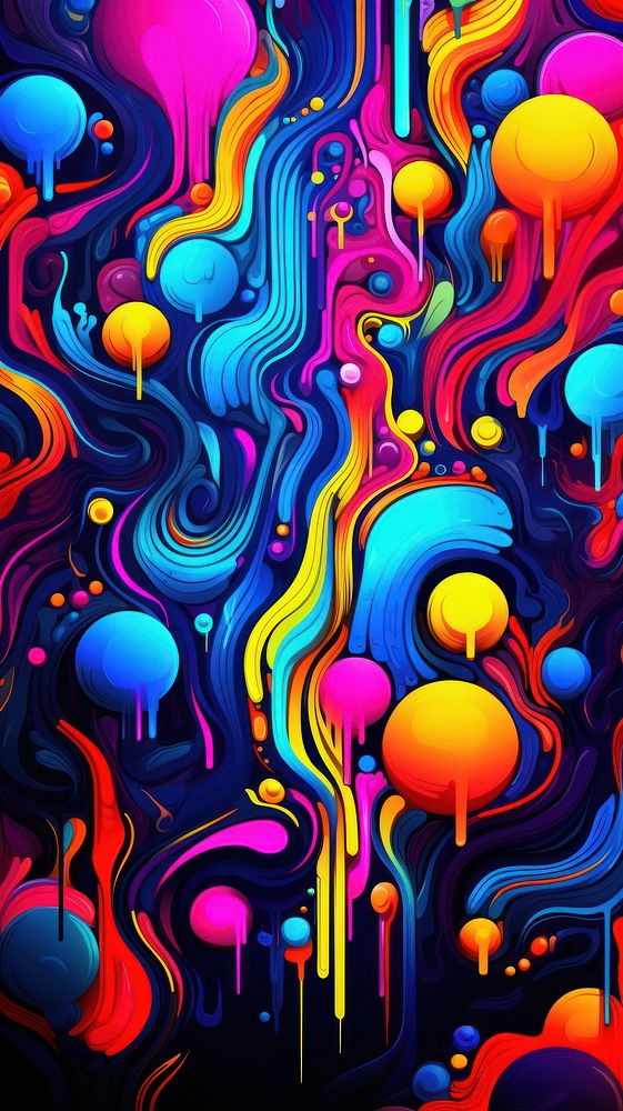 Bright neon wallpaper abstract painting pattern.