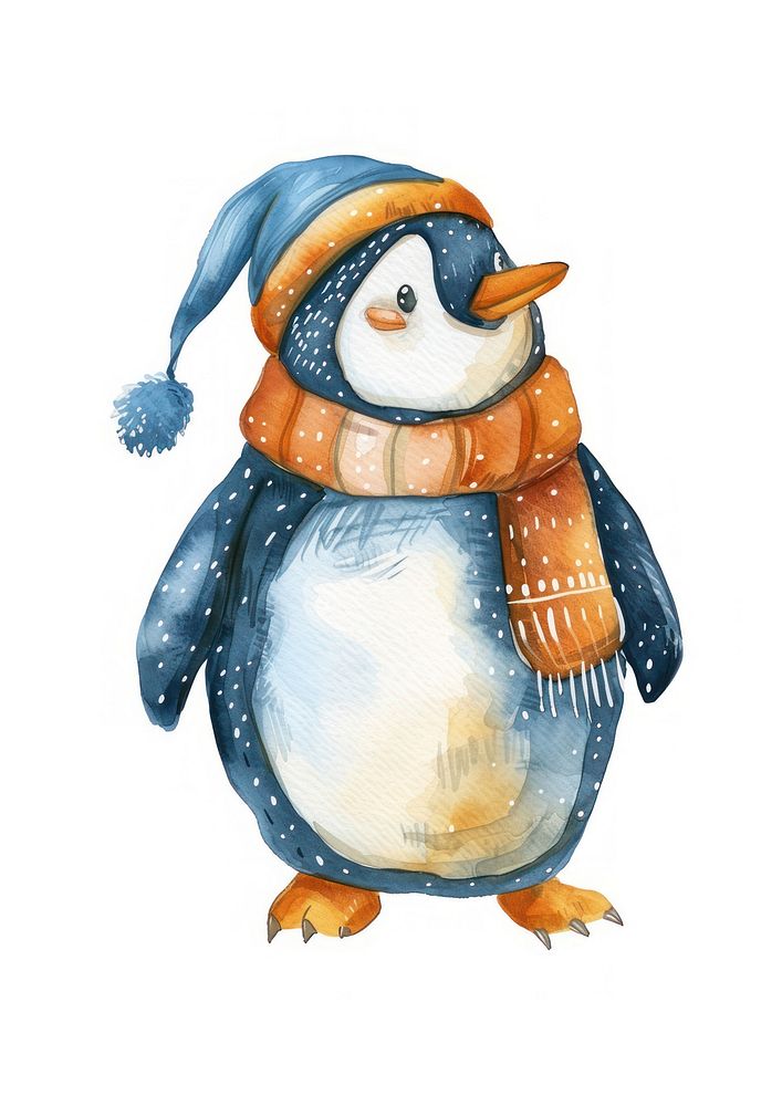Penguin winter snowman animal.
