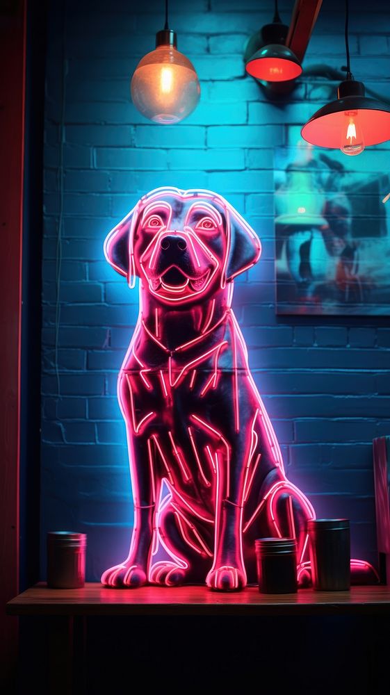 Dog neon sign wallpaper lighting animal mammal.