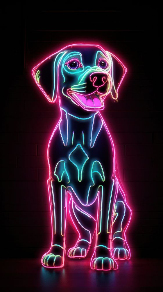 Dog neon sign wallpaper animal light representation.