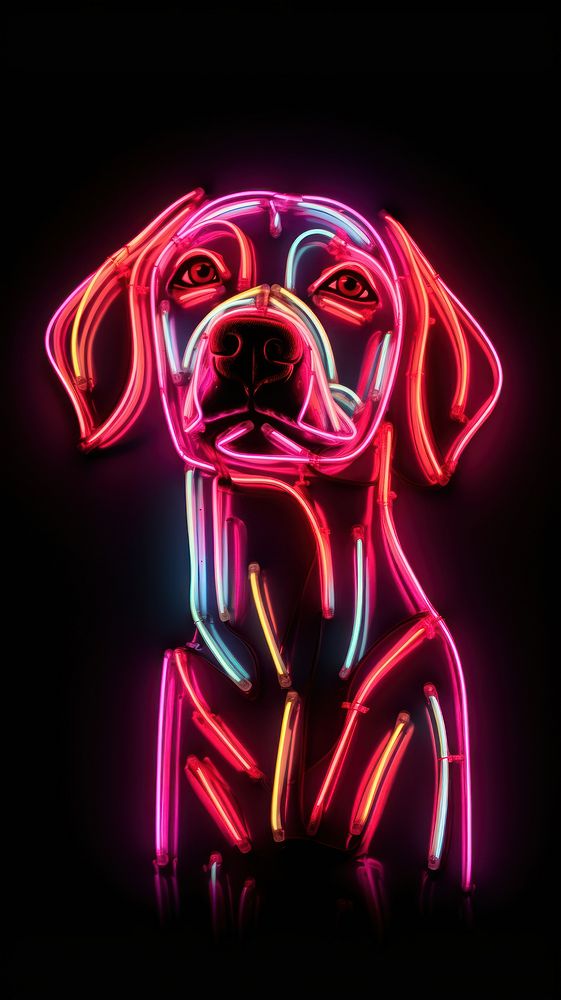 Dog neon sign wallpaper light representation illuminated.