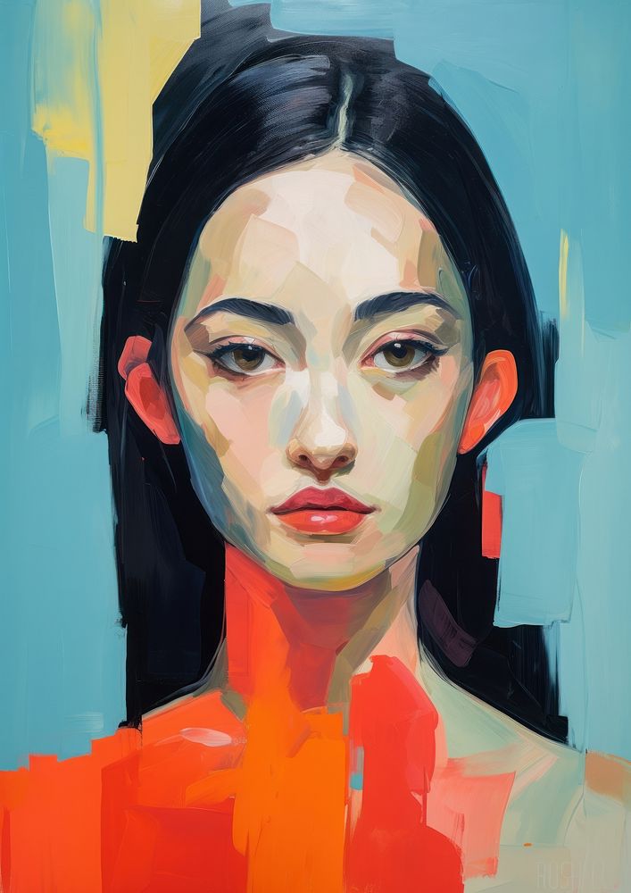 Asian woman painting portrait adult.