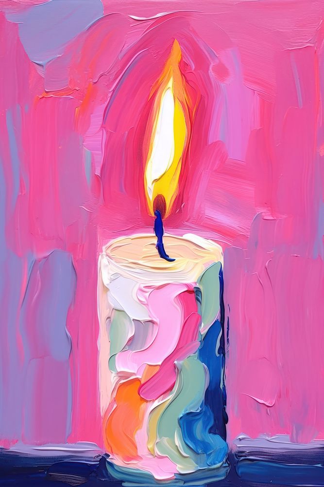 Candle painting art illuminated.