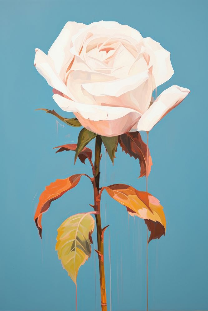 White rose painting flower plant.