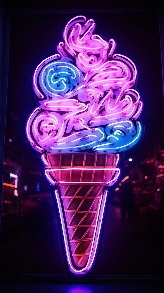 Ice cream neon sign wallpaper dessert light food.
