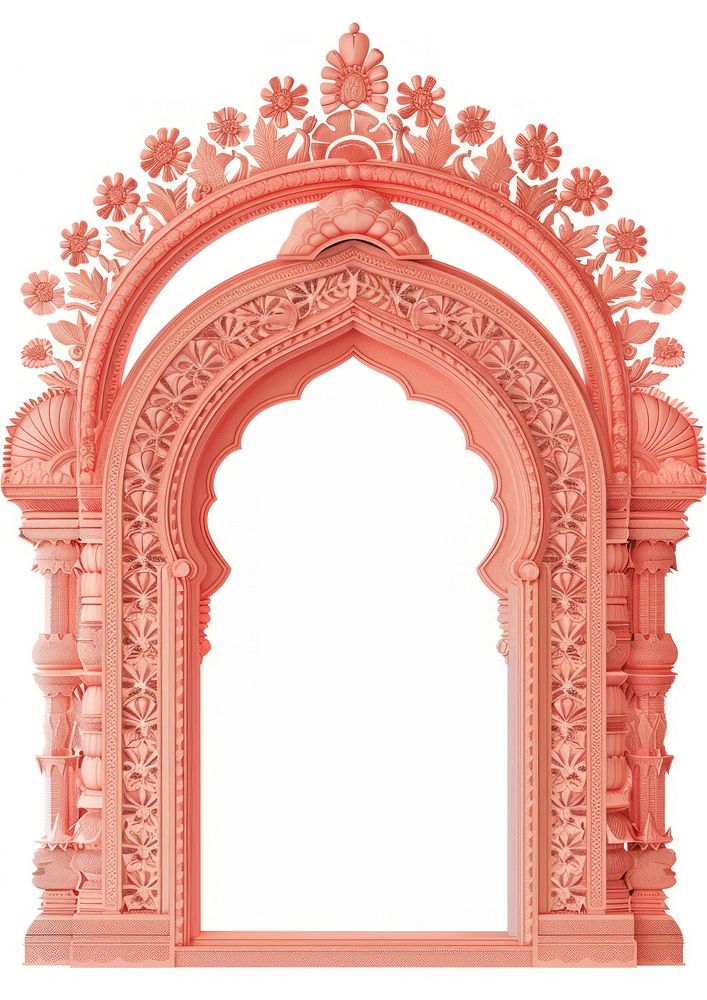 Minimal indian arch architecture white background spirituality.