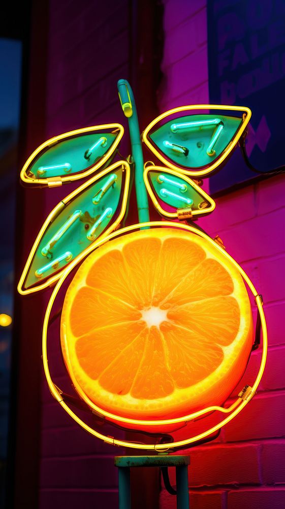 Lemon neon sign wallpaper grapefruit light plant.