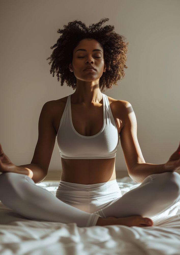 Woman doing meditation sports adult yoga.