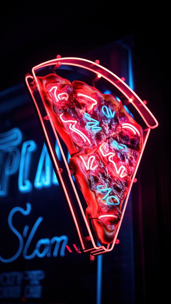Neon pizza sign wallpaper light architecture illuminated.