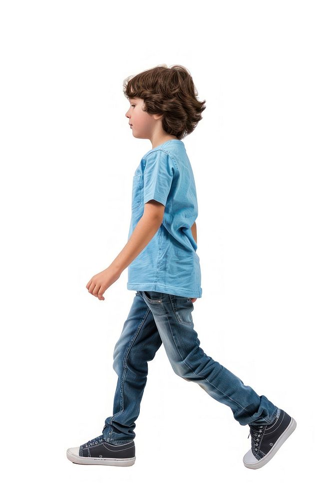 Kid walking footwear standing jeans.