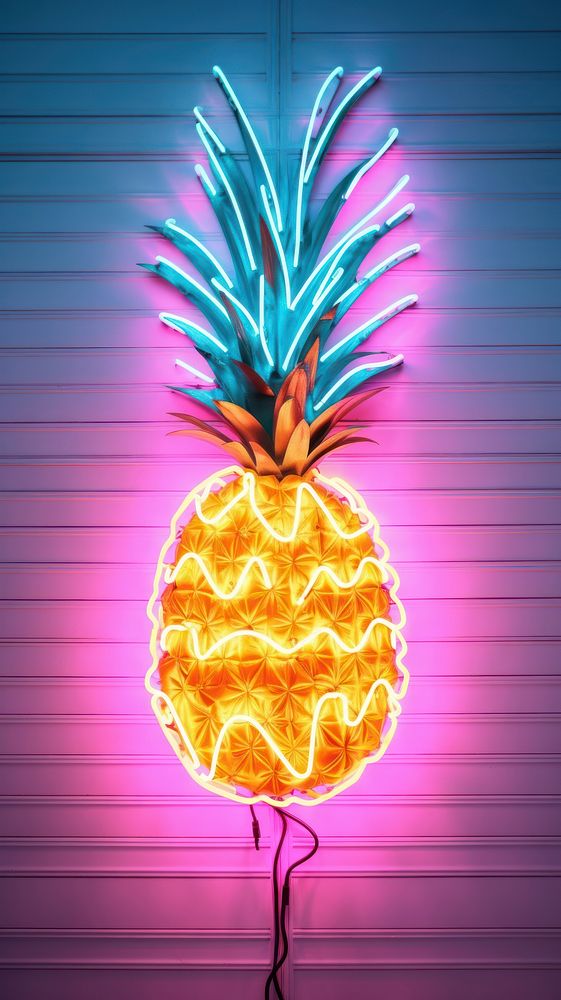 Pineapple neon sign wallpaper light fruit plant.