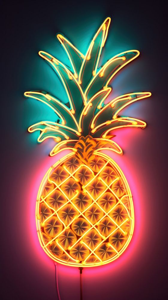 Pineapple neon sign wallpaper light fruit food.