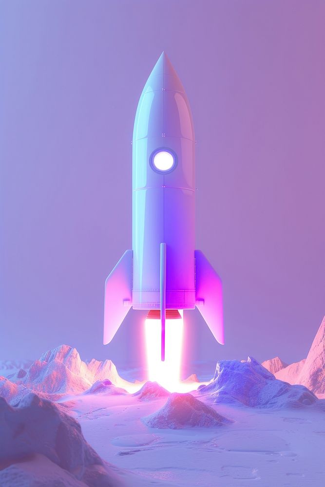 White rocket purple blue illuminated.