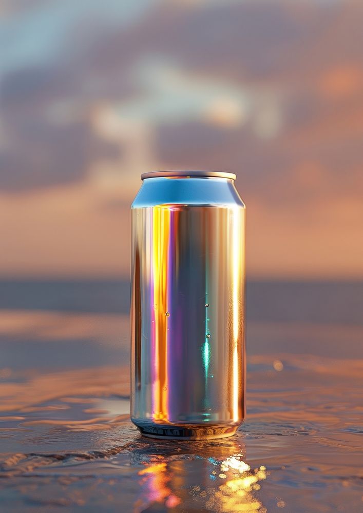 Surreal abstract style can glass drink beer.