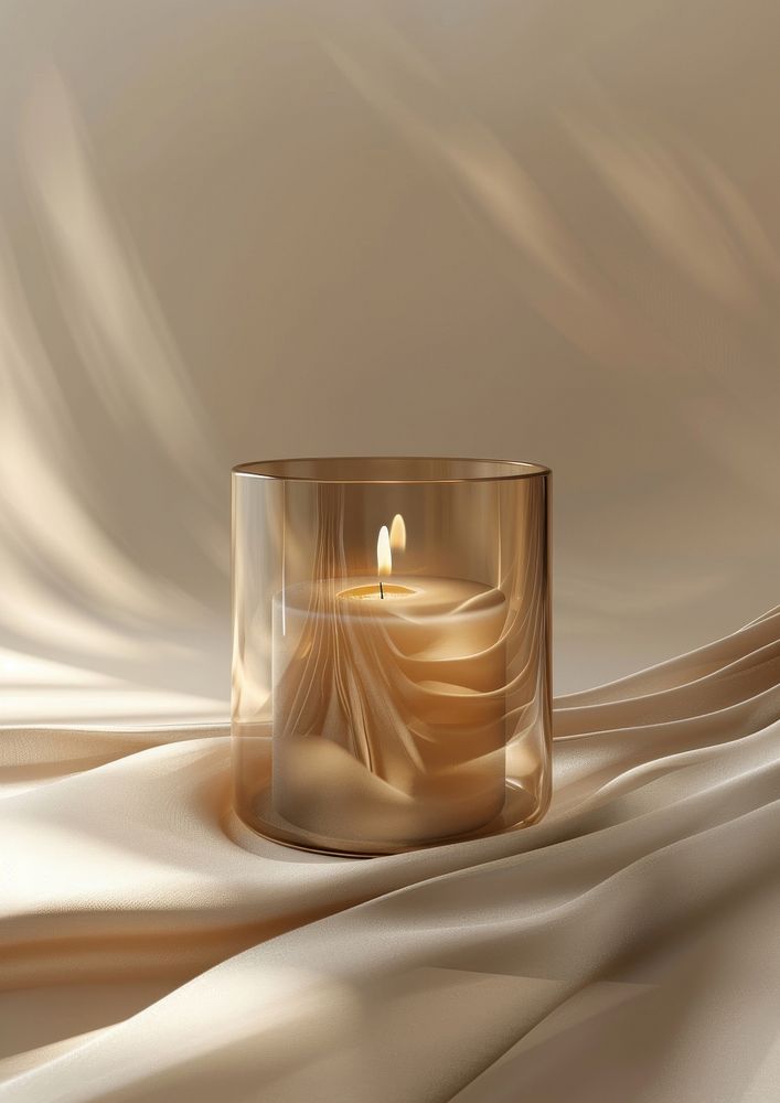 Surreal abstract style candle mockup illuminated elegance darkness.
