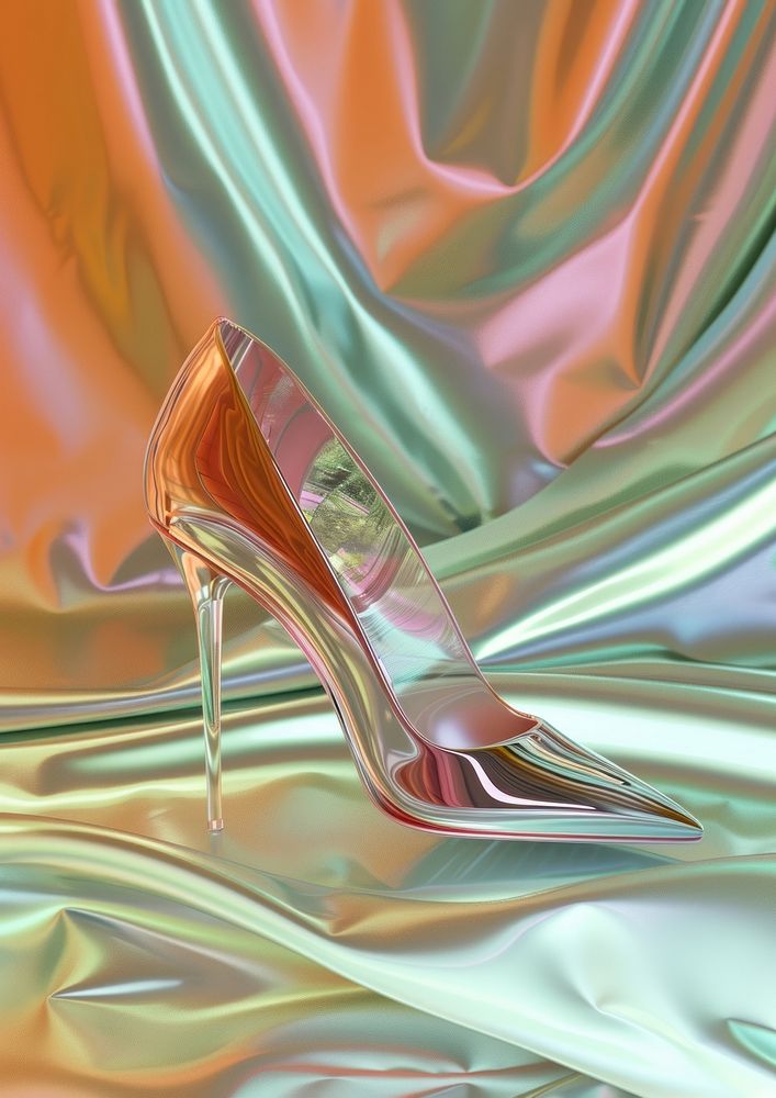Surreal abstract style heels footwear shiny shoe.