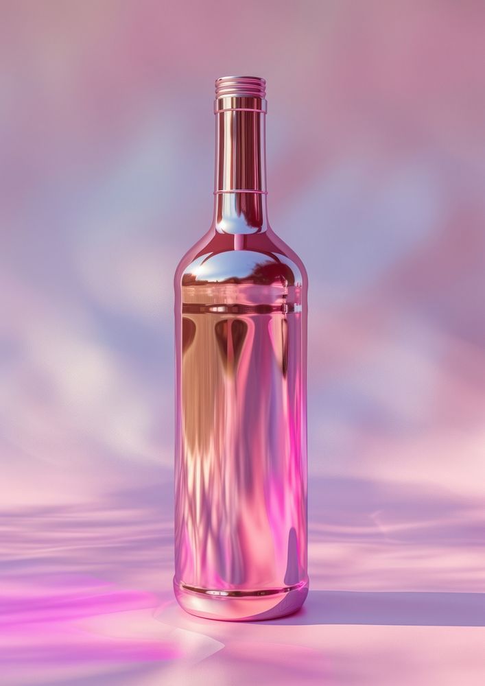 Surreal abstract style wine bottle perfume glass drink.