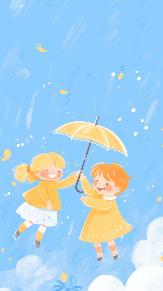 Cartoon cute rain togetherness.