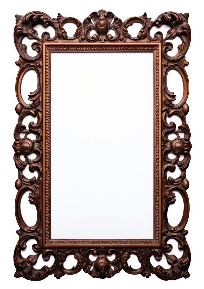 Brown citcle frame vintage mirror white background architecture.