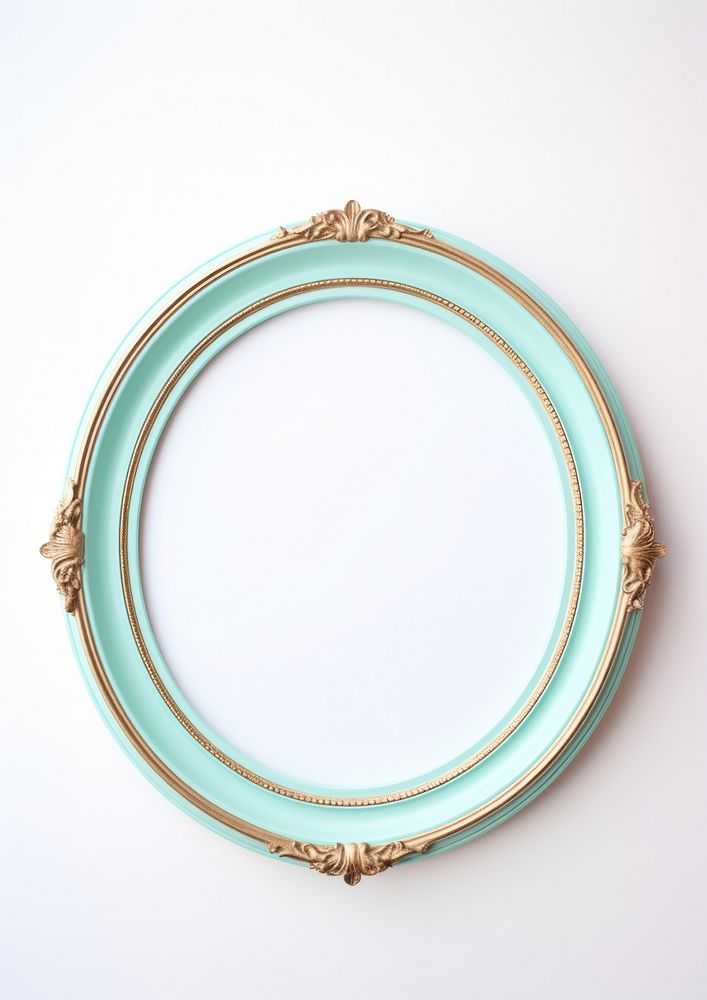Pastel turquoise circle frame vintage photo white background photography.