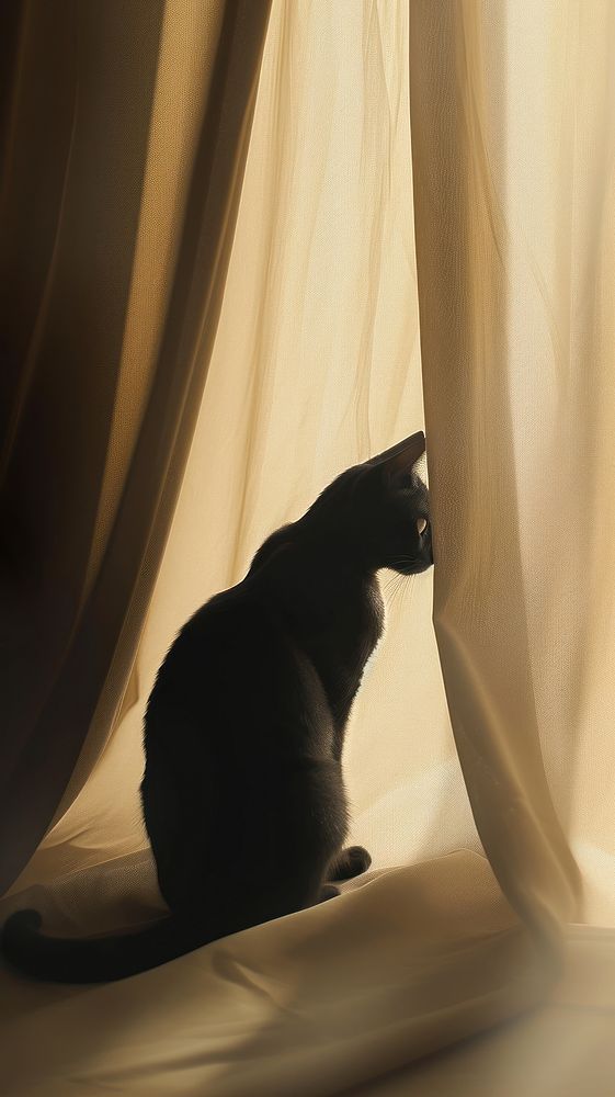 Hadow of cat under the curtain animal mammal pet.