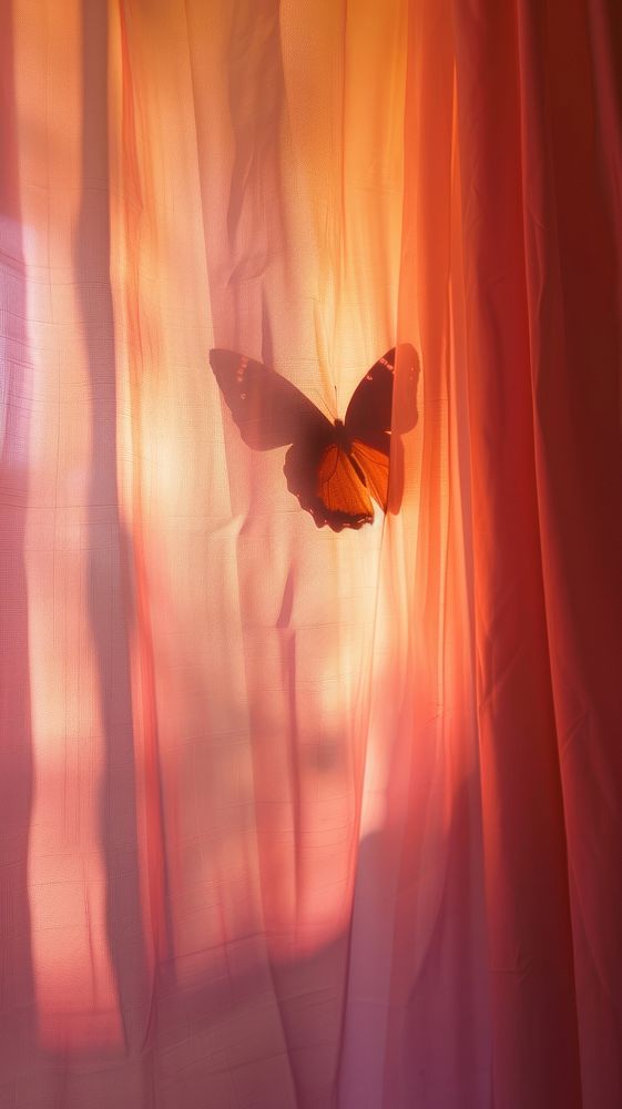 Shadow of butterfly under the curtain insect flower petal.