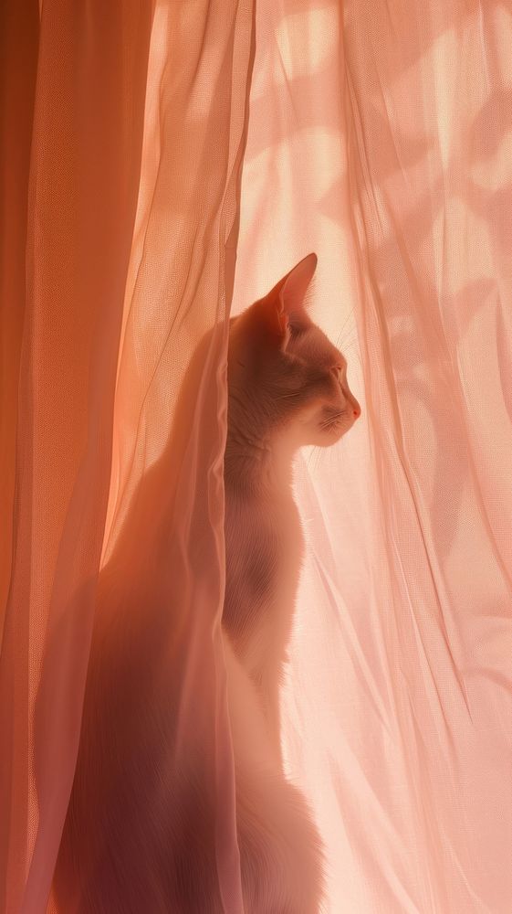 Hadow of cat under the curtain animal mammal pet.