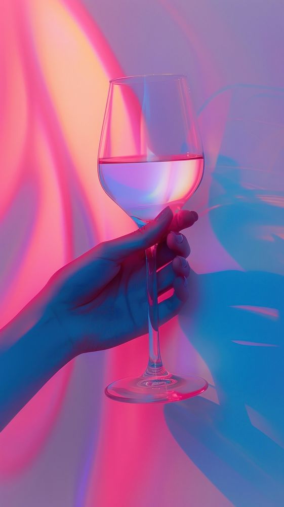 Hand holding wine glass drink adult blue.