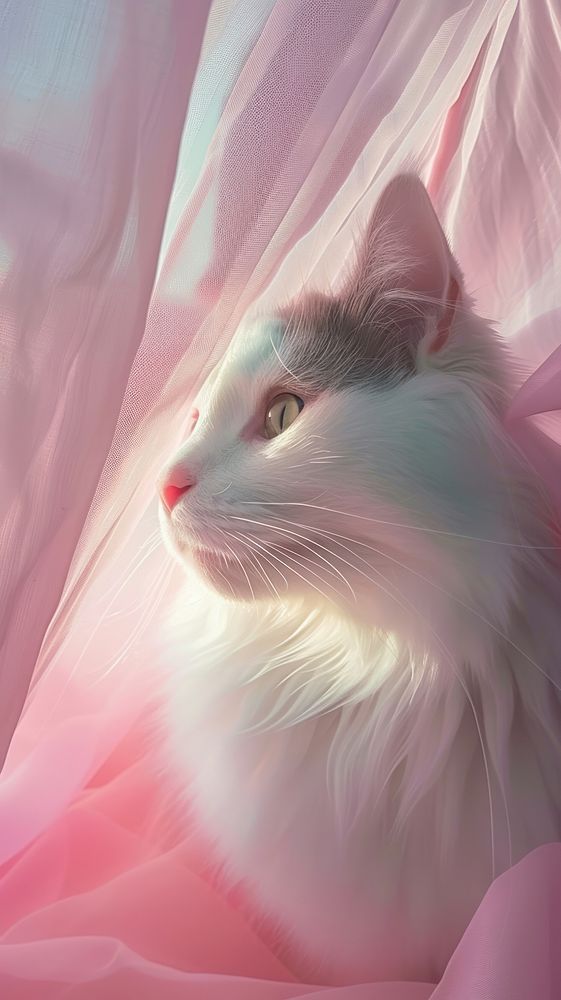 Hadow of cat under the curtain animal mammal pink.