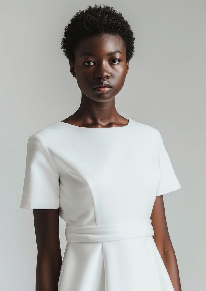 Minimal blank velvet dress portrait fashion apparel.