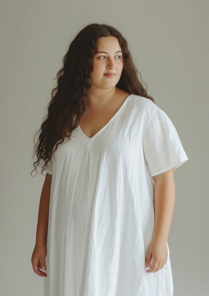 Minimal blank linen dress fashion apparel sleeve.