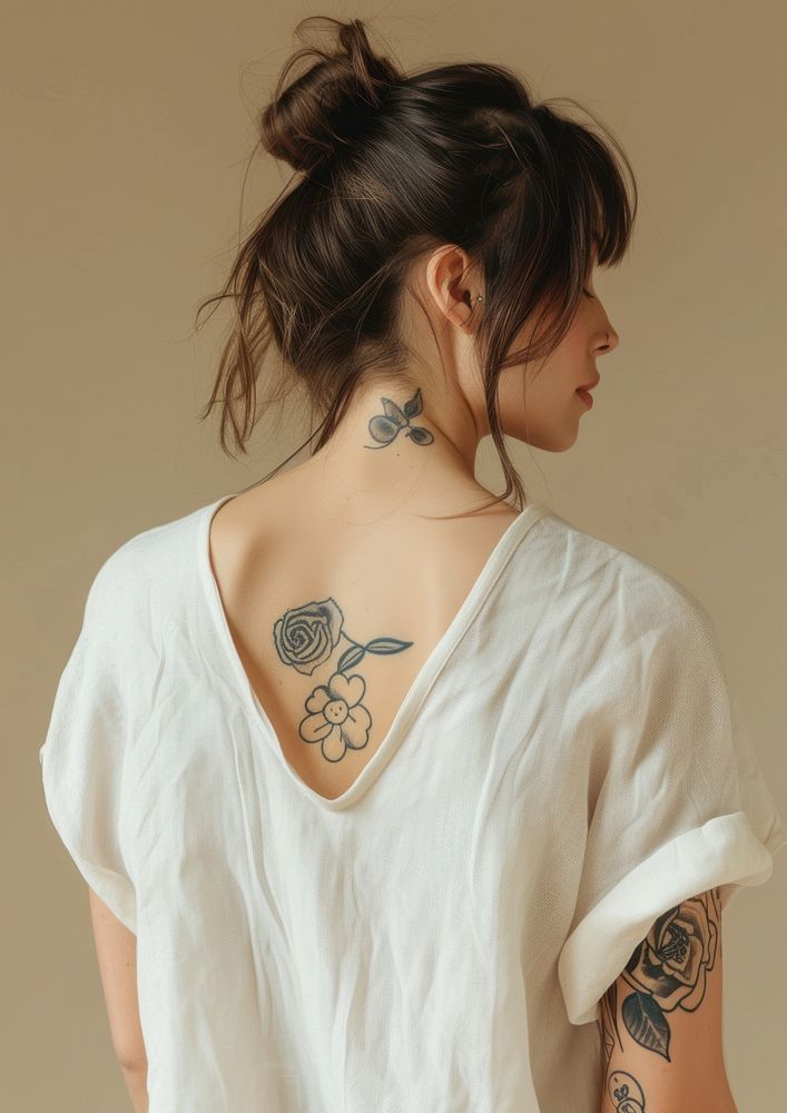 Minimal blank linen dress tattoo fashion adult.