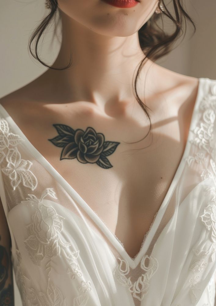 Minimal blank wedding dress tattoo fashion back.