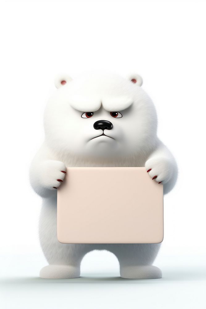 Angry polar bear holding board mammal animal white.
