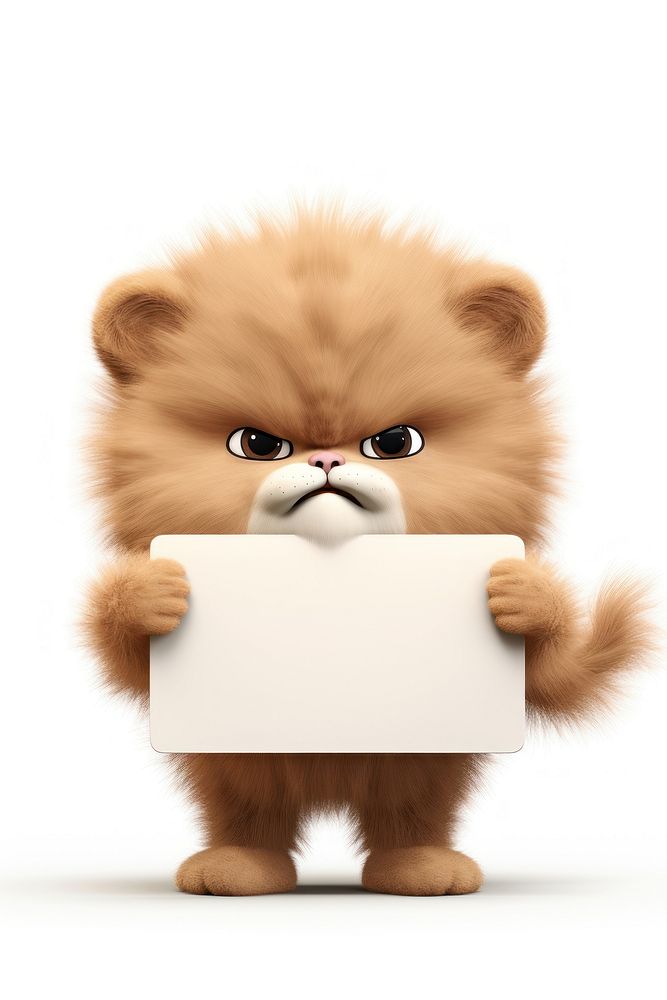 Angry lion holding board animal mammal cute.