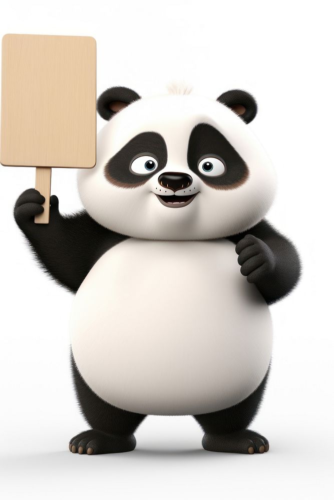 Angry panda holding board standing nature cute.