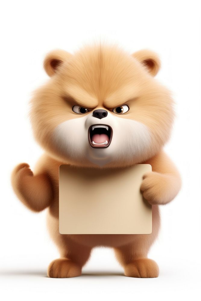 Angry dog holding board mammal animal toy.