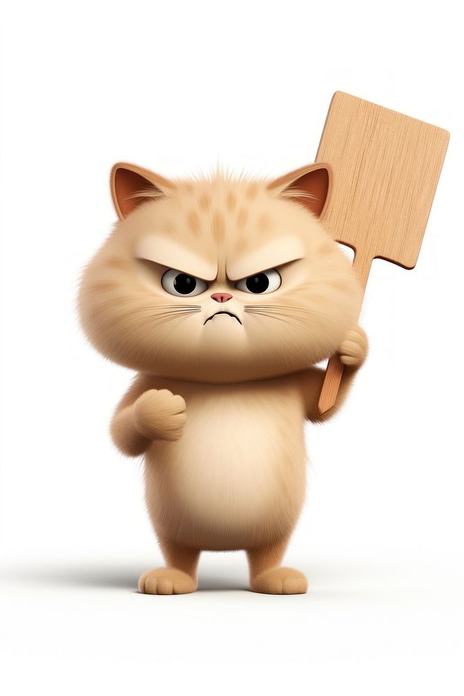 Angry cat holding board mammal animal wood.