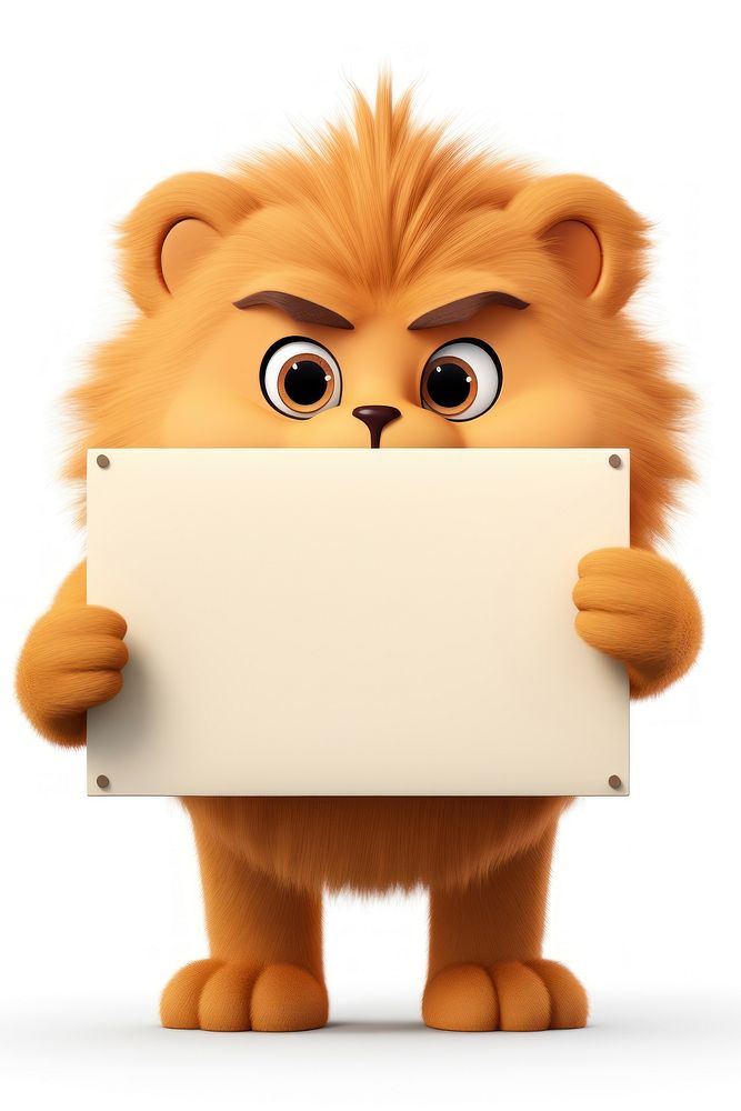 Angry lion holding board animal mammal cute.