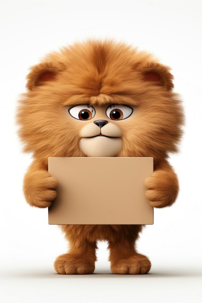 Angry lion holding board mammal animal toy.