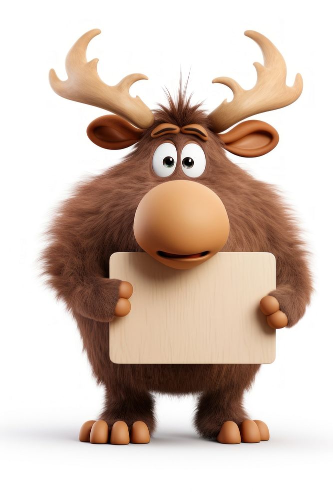 Angry Moose holding board animal mammal toy.