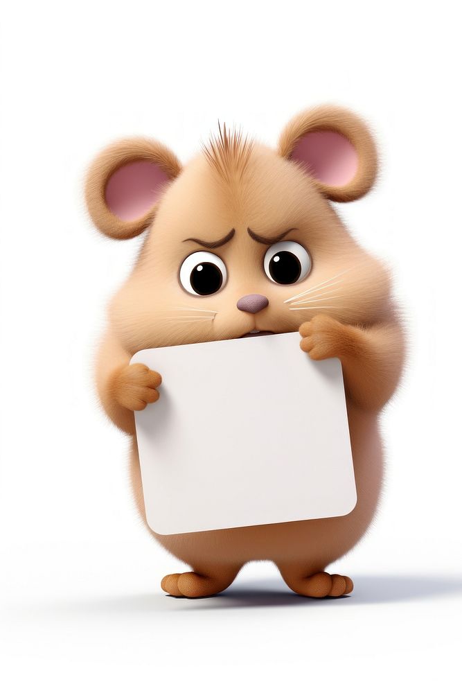 Sad Hamster holding board animal hamster cartoon.