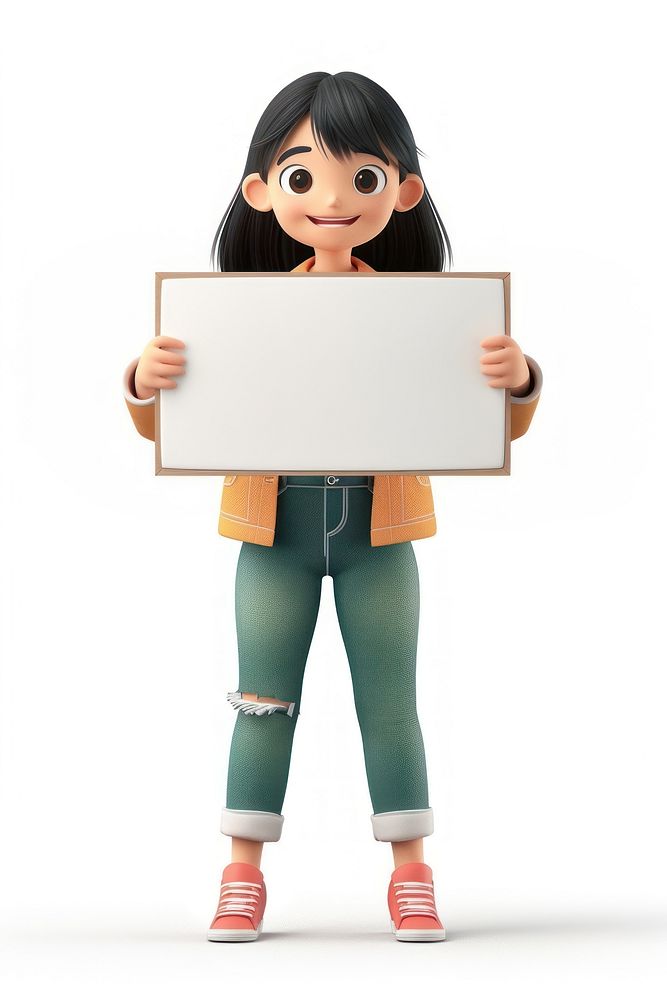 College student holding board standing person cute.