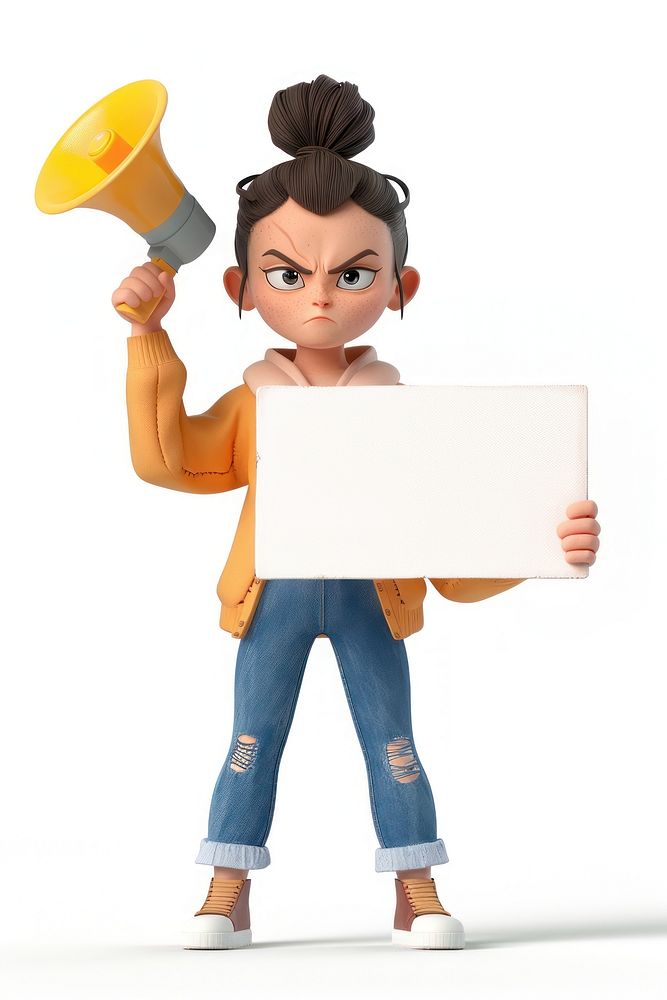 Angry Teenager holding board portrait standing person.