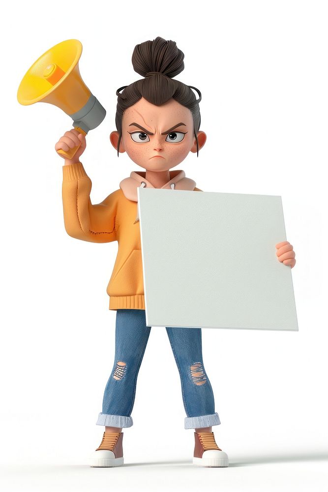 Angry Teenager holding board portrait standing person.