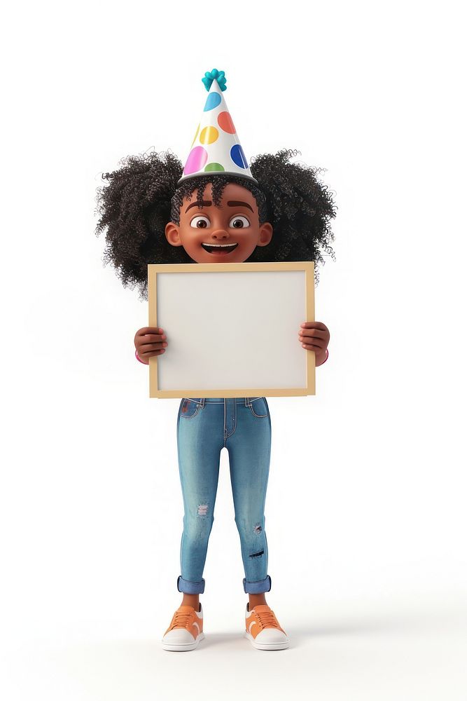 Excited girl holding board portrait person cute.